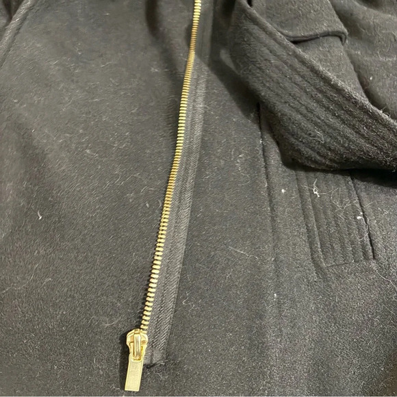 Women’s Sz Small Asymmetrical Wool Blend Black Wrap Peacoat Siena Studio Belted - Picture 8 of 9